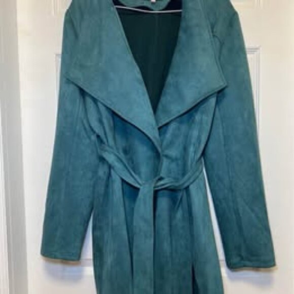 Solitaire Teal trench coat.  Size XL - Picture 1 of 8